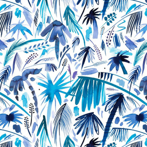Brushstrokes palms Blue