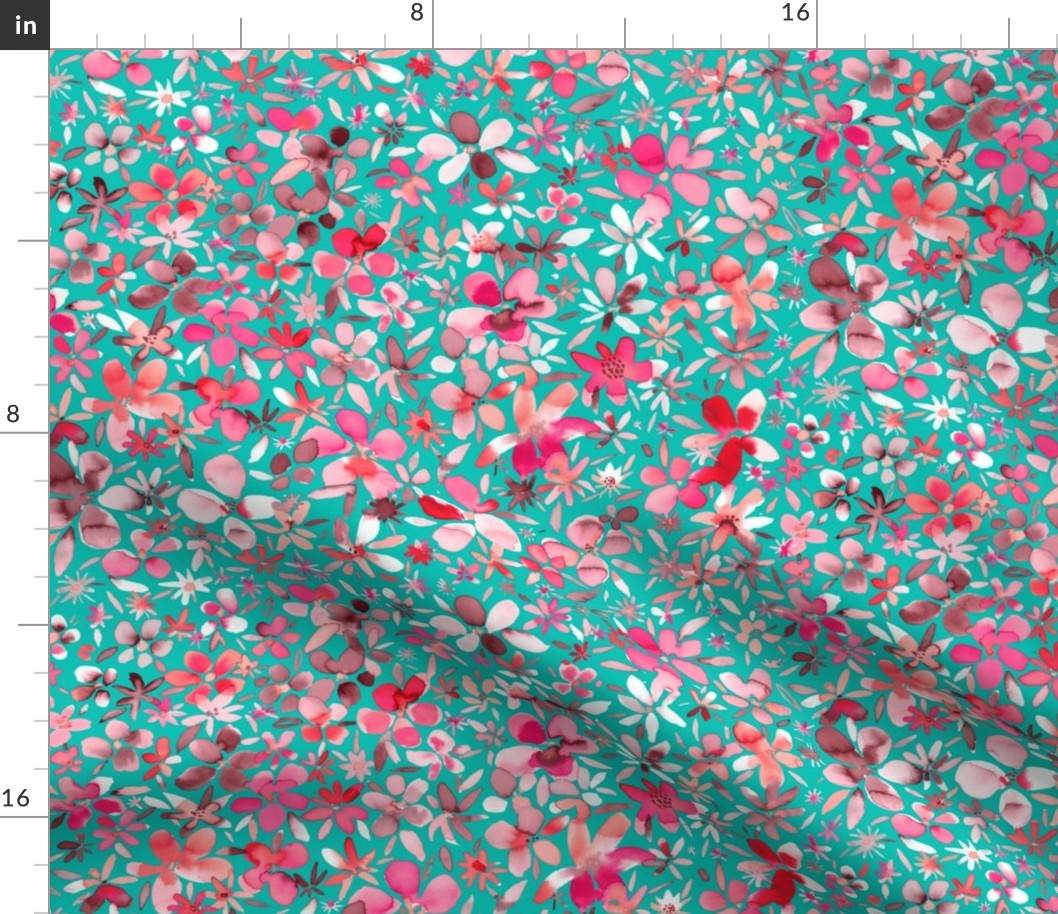 Flower petals Pink Teal