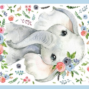 54"x36" baby elephant blush floral 
