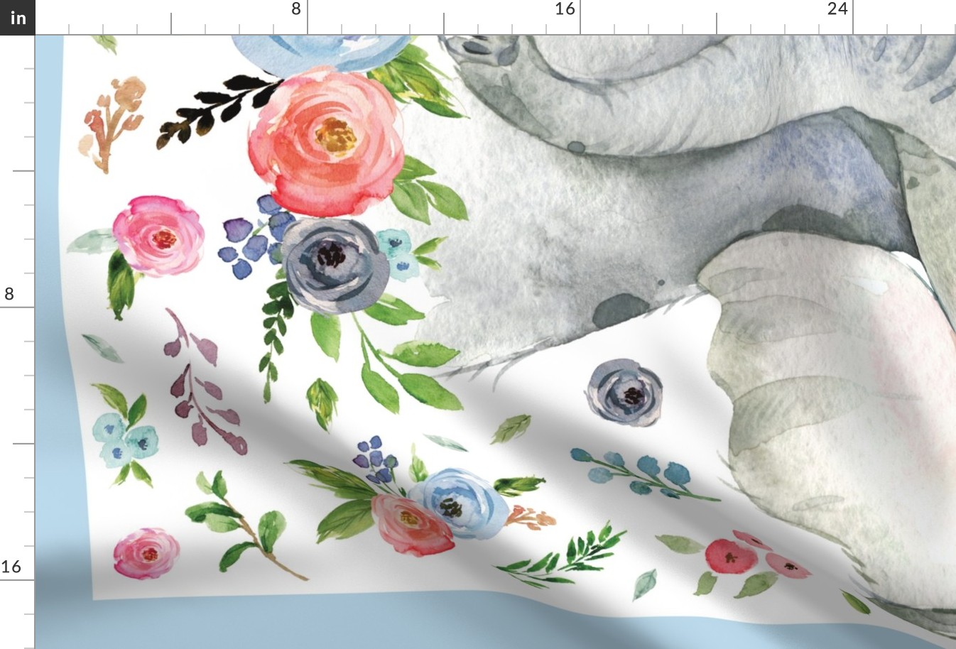 54"x36" baby elephant blush floral 