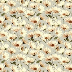 Neutral Yellow Cream Daisies on Grey - small