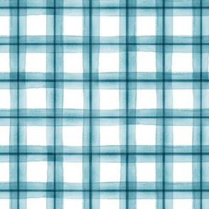 watercolor plaid - teal check - LAD20