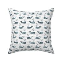 whales with heart - love nautical valentines day - stone blue on stripes - LAD20
