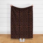 Soft tie dye boho texture winter shibori traditional Japanese neutral cotton print rust ruset copper brown night XL