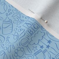Baby stuff in blue with blue background
