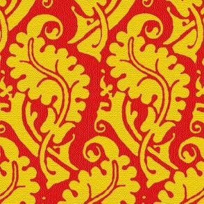 Renaissance Venetian Leaf, yellow on red