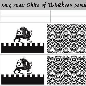 mug rugs: Shire of Windkeep (SCA)