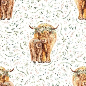 ivy floral Scottish Highland Cow