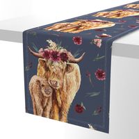 18x18" - highland floral cow patch on stone blue