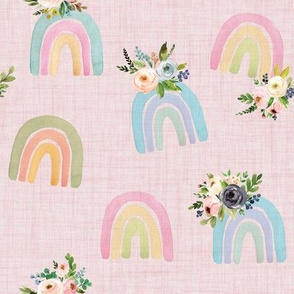 blush floral watercolor rainbows
