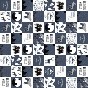 4.5" squares personalized navy bear whole cheater quilt
