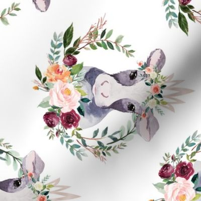 paprika floral cow with crown 6" - rotated
