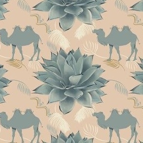 Blue agave and camel on pink