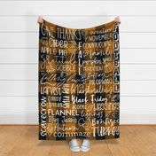 Fall Subway Art Minky Blanket on Orange Plaid - 54 x 72 inches