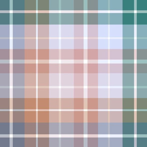 Periwinkle, pine, sienna, slate, mauve and soft lilac  variable plaid