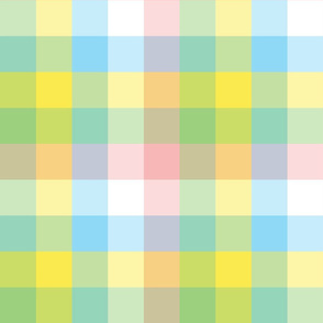 Spring check 10 inch repeat bright shades, pink blue, yellow, green, white