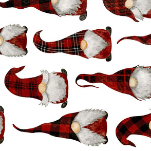 Red Buffalo Plaid Gnomes on White rotated - large scale