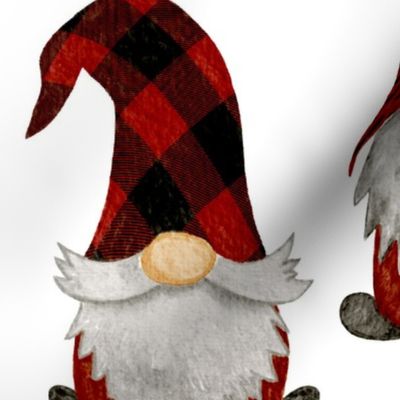 Red Buffalo Plaid Gnomes on White  - large scale