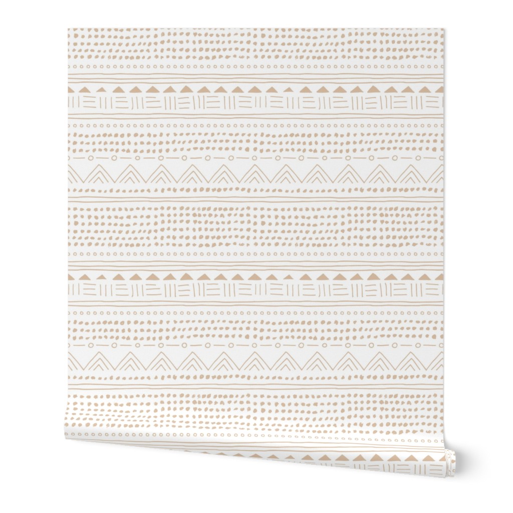 Mudcloth linnen cotton plaid neutral pastel beige white nursery soft Scandinavian style SMALL