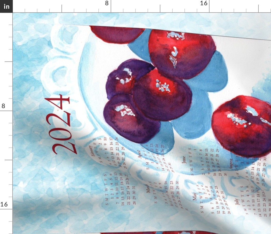 Plums Tea Towel  Calendar 2024