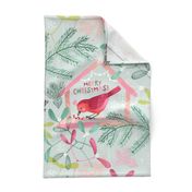 Christmas Bird Feeder Tea Towel