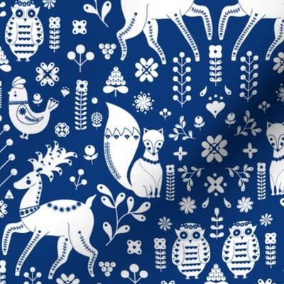 Whimsical Scandinavian Folk  With Cute Forest Animals