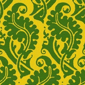 Renaissance Venetian Leaf, green on yellow