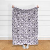 peonies gray-purple on linen texture