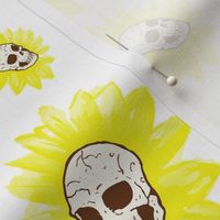 Spooky Sunflower Skulls on White