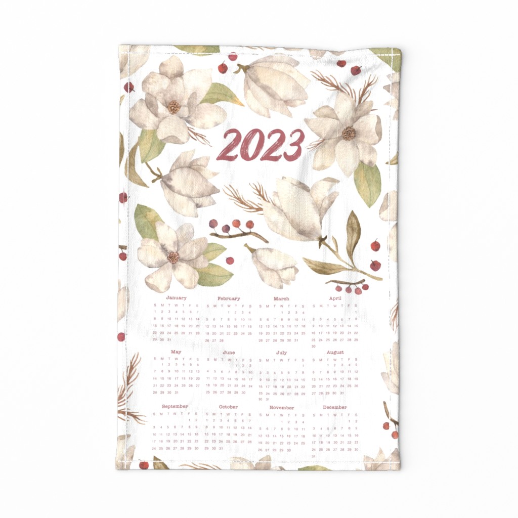 Watercolor Magnolia and Berries 2023 Calendar