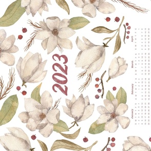 Watercolor Magnolia and Berries 2023 Calendar