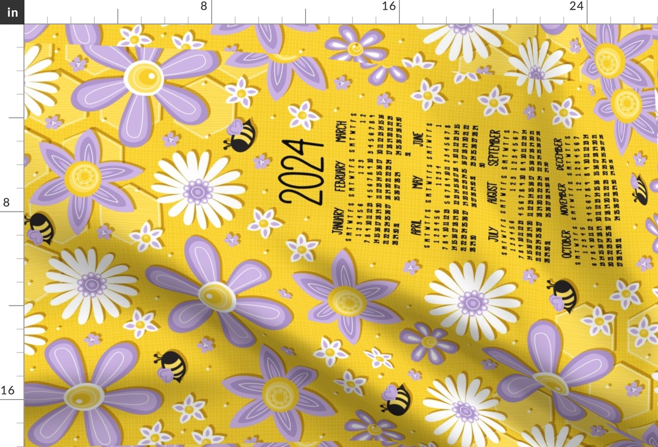  2024 Busy Bee Tea Towel Calendar