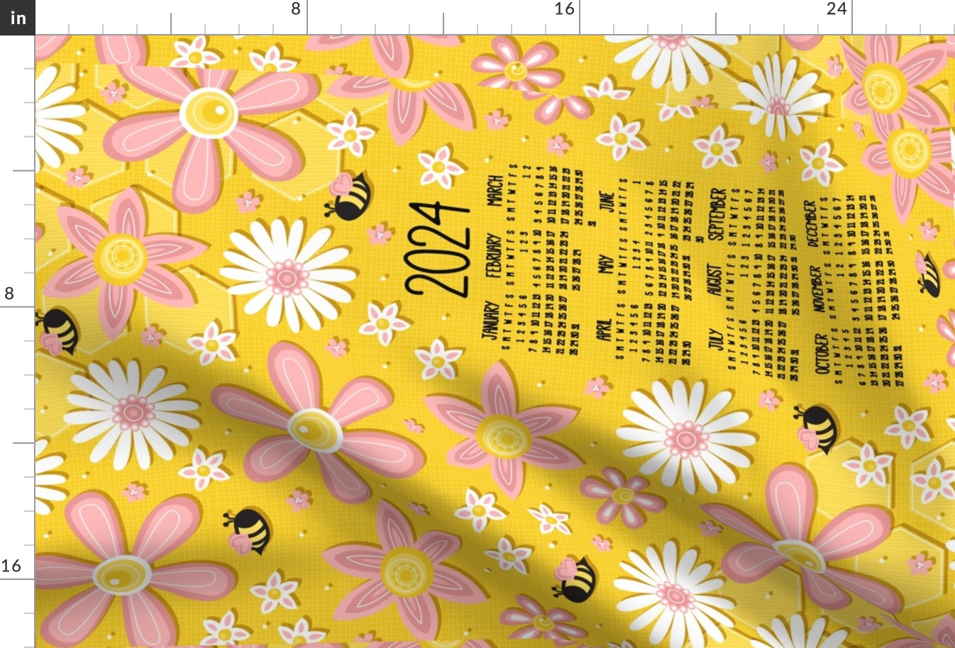  2024 Busy Bee Tea Towel Calendar