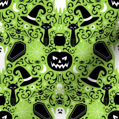 Halloween Damask (Green Small)