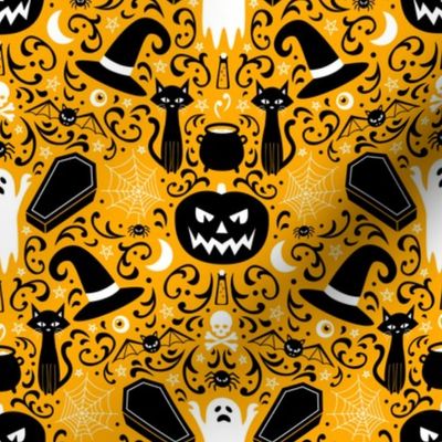 Halloween Damask (Orange Small)