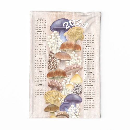Mushroom Lovers Calendar Tea Towel