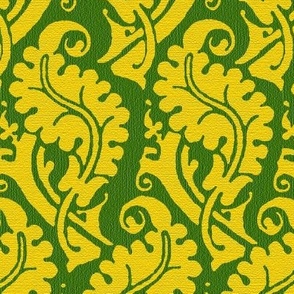 Renaissance Venetian Leaf, yellow on green