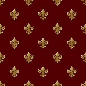 Fleur de lis Gold on Red