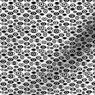 Beautiful eyes retro eye lash and love wink retro illustration monochrome black and white pattern XXS