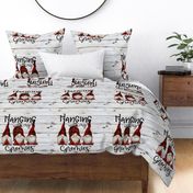 Hanging with my Gnomies Buffalo Plaid on shiplap wood - 18 inch square