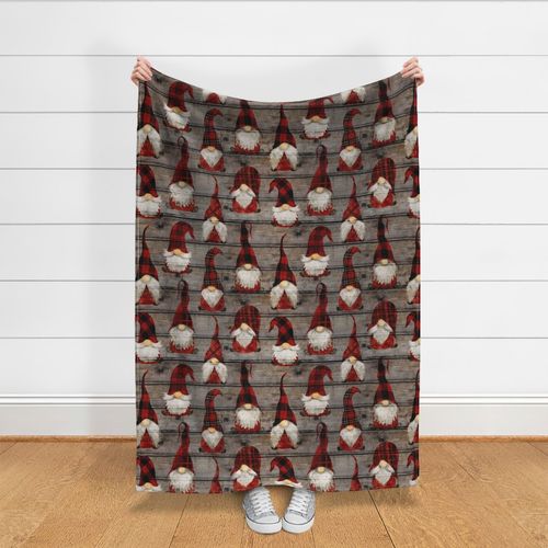 Red Buffalo Plaid Gnomes on BarnWood - large scale