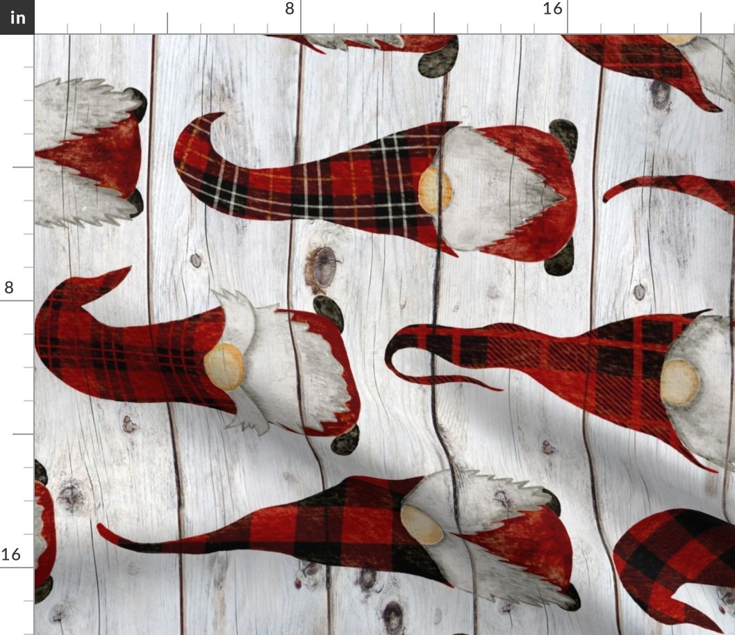 Red Buffalo Plaid Gnomes on Shiplap rotated - large scale