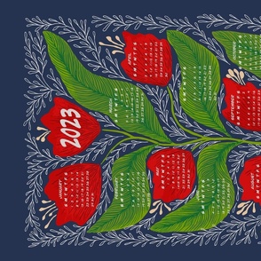 2023 Tulip Tea Towel Calendar Red-Green-Blue updated 