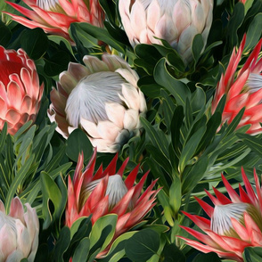 Lush Protea Botanical with Olive Green Leaves - large