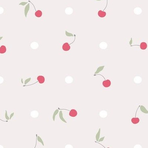 Sweet cherries and polka dots in grey