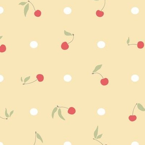 Sweet cherries and polka dots in yellow