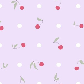 Sweet cherries and polka dots in violet