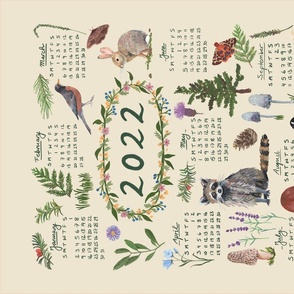 2022 Calendar Tea Towel - Woodland 