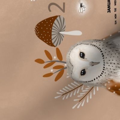 owl calendar brown 2024