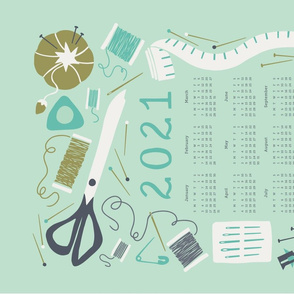 Sewing Room Calendar 2021 Tea Towel